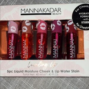 Manna Kadar 5pc Liquid Cheek & Lip Stain - Pink, Red, Orange, Berry Shades